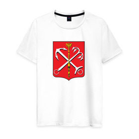 Мужская футболка хлопок с принтом Санкт-Петербург в Белгороде, 100% хлопок | прямой крой, круглый вырез горловины, длина до линии бедер, слегка спущенное плечо. | герб | петербург | питер | питербург | санкт