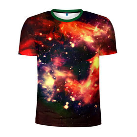 Мужская футболка 3D спортивная с принтом Абстракция в Белгороде, 100% полиэстер с улучшенными характеристиками | приталенный силуэт, круглая горловина, широкие плечи, сужается к линии бедра | галактика | звезды | красный | темный | туманность