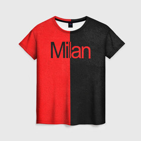 Женская футболка 3D с принтом ФК Милан в Белгороде, 100% полиэфир ( синтетическое хлопкоподобное полотно) | прямой крой, круглый вырез горловины, длина до линии бедер | ac milan | milan | милан | спорт | фк | фк милан | футбол | футбольный клуб