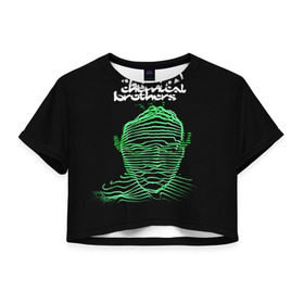 Женская футболка 3D укороченная с принтом Chemical Brothers в Белгороде, 100% полиэстер | круглая горловина, длина футболки до линии талии, рукава с отворотами | big beat | chemical brothers | биг бит | бигбит | кемикал бразерс | электронная | электронная музыка