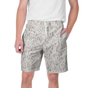 Мужские шорты 3D с принтом Белый мех в Белгороде,  полиэстер 100% | прямой крой, два кармана без застежек по бокам. Мягкая трикотажная резинка на поясе, внутри которой широкие завязки. Длина чуть выше колен | шерсть