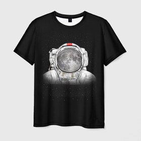 Мужская футболка 3D с принтом Космонавт 1 в Белгороде, 100% полиэфир | прямой крой, круглый вырез горловины, длина до линии бедер | astro | moon | space monkey | star | stars | астронавт | звезды | земля | космонавт | космос | луна | скафандр