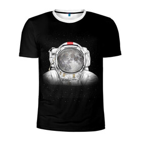 Мужская футболка 3D спортивная с принтом Космонавт 1 в Белгороде, 100% полиэстер с улучшенными характеристиками | приталенный силуэт, круглая горловина, широкие плечи, сужается к линии бедра | astro | moon | space monkey | star | stars | астронавт | звезды | земля | космонавт | космос | луна | скафандр