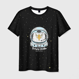 Мужская футболка 3D с принтом Космонавт 7 в Белгороде, 100% полиэфир | прямой крой, круглый вырез горловины, длина до линии бедер | astro | moon | space monkey | star | stars | астронавт | животные | звезды | земля | космонавт | космос | луна | скафандр