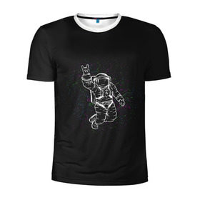 Мужская футболка 3D спортивная с принтом Космонавт 9 в Белгороде, 100% полиэстер с улучшенными характеристиками | приталенный силуэт, круглая горловина, широкие плечи, сужается к линии бедра | astro | moon | space monkey | star | stars | астронавт | звезды | земля | космонавт | космос | луна | скафандр