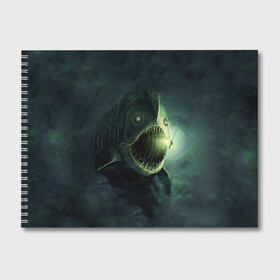 Альбом для рисования с принтом Рыба удильщик в Белгороде, 100% бумага
 | матовая бумага, плотность 200 мг. | Тематика изображения на принте: рыбалка