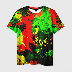 Мужская футболка 3D с принтом Пятна красок в Белгороде, 100% полиэфир | прямой крой, круглый вырез горловины, длина до линии бедер | Тематика изображения на принте: брызги | кляксы | разноцветный | яркий