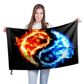 Флаг 3D с принтом Огни в Белгороде, 100% полиэстер | плотность ткани — 95 г/м2, размер — 67 х 109 см. Принт наносится с одной стороны | инь | пламя | ян