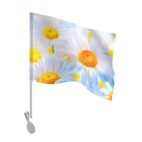 Флаг для автомобиля с принтом Ромашки в Белгороде, 100% полиэстер | Размер: 30*21 см | красота | поле | природа | ромашка | цветы
