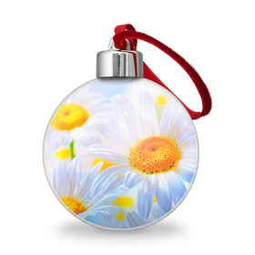 Ёлочный шар с принтом Ромашки в Белгороде, Пластик | Диаметр: 77 мм | красота | поле | природа | ромашка | цветы