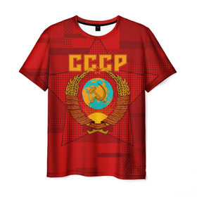 Мужская футболка 3D с принтом СССР в Белгороде, 100% полиэфир | прямой крой, круглый вырез горловины, длина до линии бедер | ussr | герб | звезда | коммунизм | серп и молот | советский союз