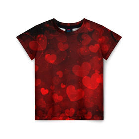 Детская футболка 3D с принтом Сердечко в Белгороде, 100% гипоаллергенный полиэфир | прямой крой, круглый вырез горловины, длина до линии бедер, чуть спущенное плечо, ткань немного тянется | 14 февраля | красная | любовь | сердце