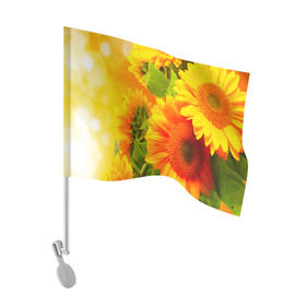 Флаг для автомобиля с принтом Подсолнух в Белгороде, 100% полиэстер | Размер: 30*21 см | желтая | подсолнух | поле | природа | цветы