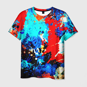 Мужская футболка 3D с принтом Абстракция красок в Белгороде, 100% полиэфир | прямой крой, круглый вырез горловины, длина до линии бедер | брызги | кляксы | цветной | яркий