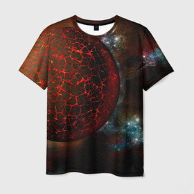 Мужская футболка 3D с принтом Вселенная в Белгороде, 100% полиэфир | прямой крой, круглый вырез горловины, длина до линии бедер | взрыв | вселенная | гравитация | космос | лава | планета