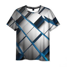 Мужская футболка 3D с принтом Текстура в Белгороде, 100% полиэфир | прямой крой, круглый вырез горловины, длина до линии бедер | квадраты | кубы | серый