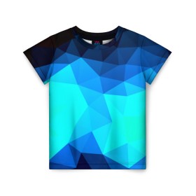 Детская футболка 3D с принтом Polygon в Белгороде, 100% гипоаллергенный полиэфир | прямой крой, круглый вырез горловины, длина до линии бедер, чуть спущенное плечо, ткань немного тянется | полигоны | синий