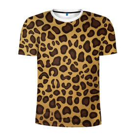 Мужская футболка 3D спортивная с принтом Окрас леопарда в Белгороде, 100% полиэстер с улучшенными характеристиками | приталенный силуэт, круглая горловина, широкие плечи, сужается к линии бедра | арт | животные | леопард | окрас