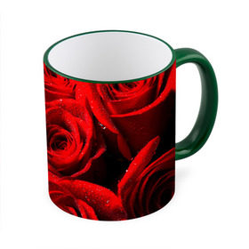 Кружка 3D с принтом Розы в Белгороде, керамика | ёмкость 330 мл | Тематика изображения на принте: красная | роза | роса | цветок