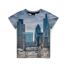 Детская футболка 3D с принтом London в Белгороде, 100% гипоаллергенный полиэфир | прямой крой, круглый вырез горловины, длина до линии бедер, чуть спущенное плечо, ткань немного тянется | england | europe | london | англия | великобритания | высотки | королева | лондон | мегаполис | туризм