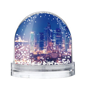 Снежный шар с принтом Ночная Москва в Белгороде, Пластик | Изображение внутри шара печатается на глянцевой фотобумаге с двух сторон | город | москва сити | пейзаж