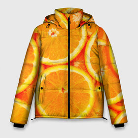 Мужская зимняя куртка 3D с принтом Апельсины в Белгороде, верх — 100% полиэстер; подкладка — 100% полиэстер; утеплитель — 100% полиэстер | длина ниже бедра, свободный силуэт Оверсайз. Есть воротник-стойка, отстегивающийся капюшон и ветрозащитная планка. 

Боковые карманы с листочкой на кнопках и внутренний карман на молнии. | апельсин | долька | цитрус