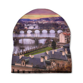 Шапка 3D с принтом Прага (Чехия) в Белгороде, 100% полиэстер | универсальный размер, печать по всей поверхности изделия | czech republic | europe | prague | европа | ес | каникулы | мосты | отпуск | прага | туризм | хоккей | чехия