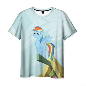 Мужская футболка 3D с принтом Rainbow в Белгороде, 100% полиэфир | прямой крой, круглый вырез горловины, длина до линии бедер | my little pony | луна | пинки пай | пони | рарити | рейнбоу дэш | селестия | сумеречная искорка | флаттершай | эплджек