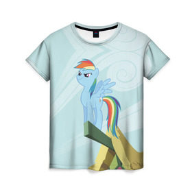 Женская футболка 3D с принтом Rainbow в Белгороде, 100% полиэфир ( синтетическое хлопкоподобное полотно) | прямой крой, круглый вырез горловины, длина до линии бедер | my little pony | луна | пинки пай | пони | рарити | рейнбоу дэш | селестия | сумеречная искорка | флаттершай | эплджек