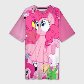 Платье-футболка 3D с принтом Pinky Pie в Белгороде,  |  | my little pony | луна | пинки пай | пони | рарити | рейнбоу дэш | селестия | сумеречная искорка | флаттершай | эплджек