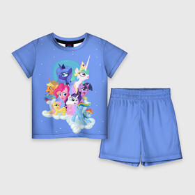 Детский костюм с шортами 3D с принтом Night в Белгороде,  |  | my little pony | луна | пинки пай | пони | рарити | рейнбоу дэш | селестия | сумеречная искорка | флаттершай | эплджек