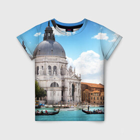Детская футболка 3D с принтом Венеция в Белгороде, 100% гипоаллергенный полиэфир | прямой крой, круглый вырез горловины, длина до линии бедер, чуть спущенное плечо, ткань немного тянется | europe | italy | venice | венеция | вода | европа | ес | италия | каникулы | лодки | отдых | отпуск | солнце | туризм
