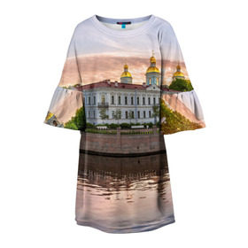 Детское платье 3D с принтом Питер в Белгороде, 100% полиэстер | прямой силуэт, чуть расширенный к низу. Круглая горловина, на рукавах — воланы | russia | saint petersburg | интеллигенция | культурная столица | мосты | нева | петергоф | питер | россия | санкт петербург | хипстер