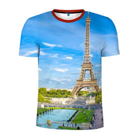 Мужская футболка 3D спортивная с принтом Париж в Белгороде, 100% полиэстер с улучшенными характеристиками | приталенный силуэт, круглая горловина, широкие плечи, сужается к линии бедра | france | paris | париж | франция | эйфелева башня