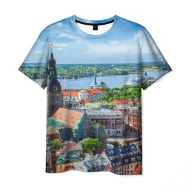 Мужская футболка 3D с принтом Рига в Белгороде, 100% полиэфир | прямой крой, круглый вырез горловины, длина до линии бедер | Тематика изображения на принте: latvia | riga | европа | евросоюз | ес | латвия | отпуск | путешествия | рига | туризм