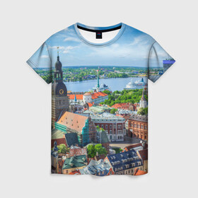 Женская футболка 3D с принтом Рига в Белгороде, 100% полиэфир ( синтетическое хлопкоподобное полотно) | прямой крой, круглый вырез горловины, длина до линии бедер | latvia | riga | европа | евросоюз | ес | латвия | отпуск | путешествия | рига | туризм
