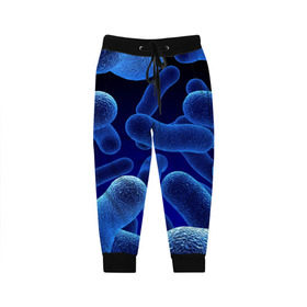 Детские брюки 3D с принтом Молекула в Белгороде, 100% полиэстер | манжеты по низу, эластичный пояс регулируется шнурком, по бокам два кармана без застежек, внутренняя часть кармана из мелкой сетки | медицина | микроб | молекула | синяя