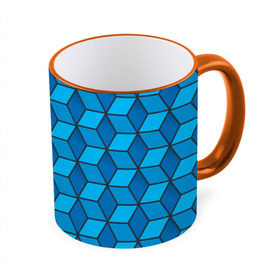 Кружка 3D с принтом Blue cube в Белгороде, керамика | ёмкость 330 мл | Тематика изображения на принте: кубы | паттерн | синий