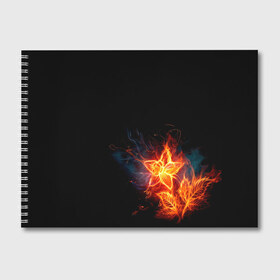 Альбом для рисования с принтом Огненный цветок в Белгороде, 100% бумага
 | матовая бумага, плотность 200 мг. | огненный | огонь | пламя | цветок | цветы