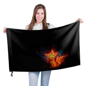 Флаг 3D с принтом Огненный цветок в Белгороде, 100% полиэстер | плотность ткани — 95 г/м2, размер — 67 х 109 см. Принт наносится с одной стороны | огненный | огонь | пламя | цветок | цветы