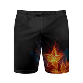 Мужские шорты 3D спортивные с принтом Огненный цветок в Белгороде,  |  | огненный | огонь | пламя | цветок | цветы