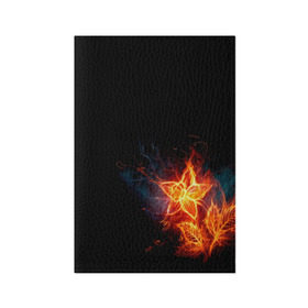 Обложка для паспорта матовая кожа с принтом Огненный цветок в Белгороде, натуральная матовая кожа | размер 19,3 х 13,7 см; прозрачные пластиковые крепления | огненный | огонь | пламя | цветок | цветы
