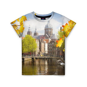 Детская футболка 3D с принтом Amsterdam в Белгороде, 100% гипоаллергенный полиэфир | прямой крой, круглый вырез горловины, длина до линии бедер, чуть спущенное плечо, ткань немного тянется | нидерланды | пейзаж