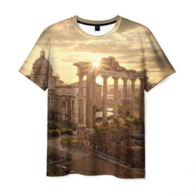 Мужская футболка 3D с принтом Рим в Белгороде, 100% полиэфир | прямой крой, круглый вырез горловины, длина до линии бедер | europe | italy | rome | vatican | архитектура | ватикан | европа | италия | папа римский | развалины | рим | руины