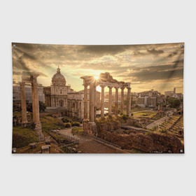 Флаг-баннер с принтом Рим в Белгороде, 100% полиэстер | размер 67 х 109 см, плотность ткани — 95 г/м2; по краям флага есть четыре люверса для крепления | europe | italy | rome | vatican | архитектура | ватикан | европа | италия | папа римский | развалины | рим | руины