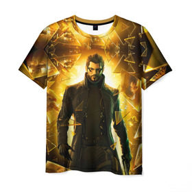Мужская футболка 3D с принтом Deus Ex в Белгороде, 100% полиэфир | прямой крой, круглый вырез горловины, длина до линии бедер | deus ex | human revolution | mankind divided | адам дженсен | деус экс