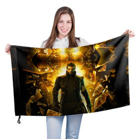 Флаг 3D с принтом Deus Ex в Белгороде, 100% полиэстер | плотность ткани — 95 г/м2, размер — 67 х 109 см. Принт наносится с одной стороны | deus ex | human revolution | mankind divided | адам дженсен | деус экс