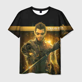 Мужская футболка 3D с принтом Deus Ex в Белгороде, 100% полиэфир | прямой крой, круглый вырез горловины, длина до линии бедер | Тематика изображения на принте: deus ex | human revolution | mankind divided | адам дженсен | деус экс