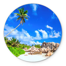 Коврик круглый с принтом Сейшельские острова в Белгороде, резина и полиэстер | круглая форма, изображение наносится на всю лицевую часть | Тематика изображения на принте: seychelles | восточная африка | индийский океан | каникулы | море | островное государство | отдых | отпуск | пальмы | песок | пляж | приключение | путешествие | рай | сейшелы | сейшельские острова | туризм