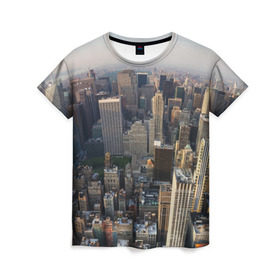 Женская футболка 3D с принтом New York в Белгороде, 100% полиэфир ( синтетическое хлопкоподобное полотно) | прямой крой, круглый вырез горловины, длина до линии бедер | america | new york | usa | америка | высотки | мегаполис | нью йорк | столица мира | сша | штаты